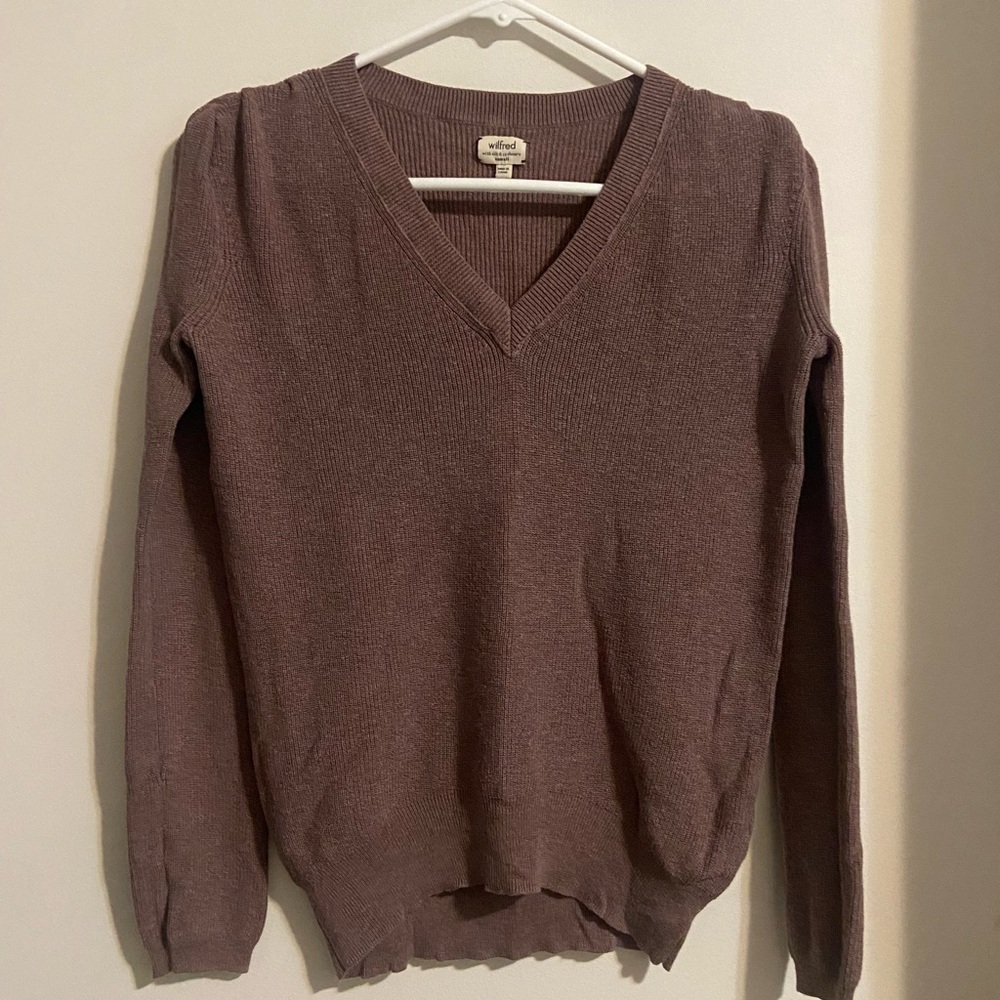 Aritzia Wilfred Cashmere and Silk Blend V-Neck Knit Sweater Size XS